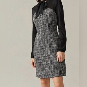 ✨Shein Long Sleeve Career Style Tweed Dress Office S